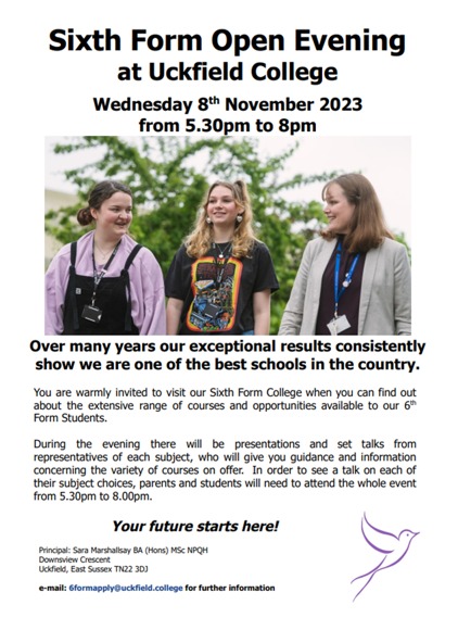 Uckfield college sixth form open evening