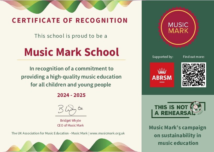 Music mark school certificiate 2024 2025